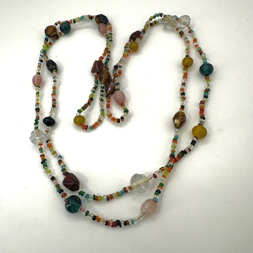 Colorful glass beaded long necklace - Picture 10 of 11